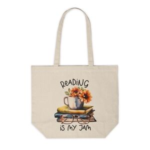 Reading Is My Jam Custom Canvas Tote Bag